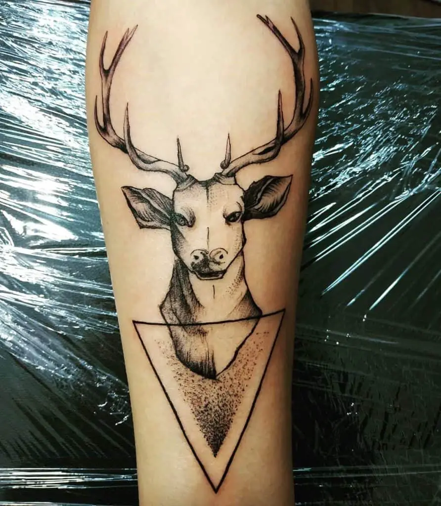 Deer Head Tattoo and Inverted triangle