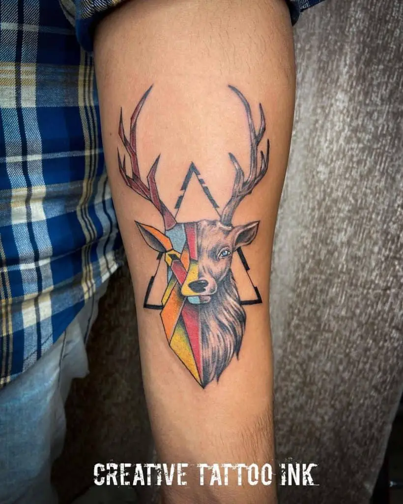 Deer Head Tattoo on the Forearm area 