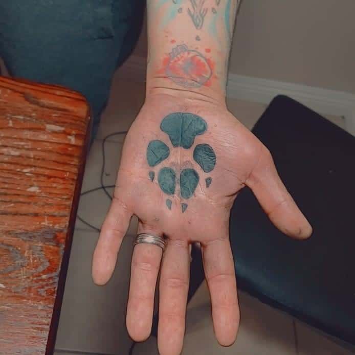 Dog Paw Tattoo On Hand