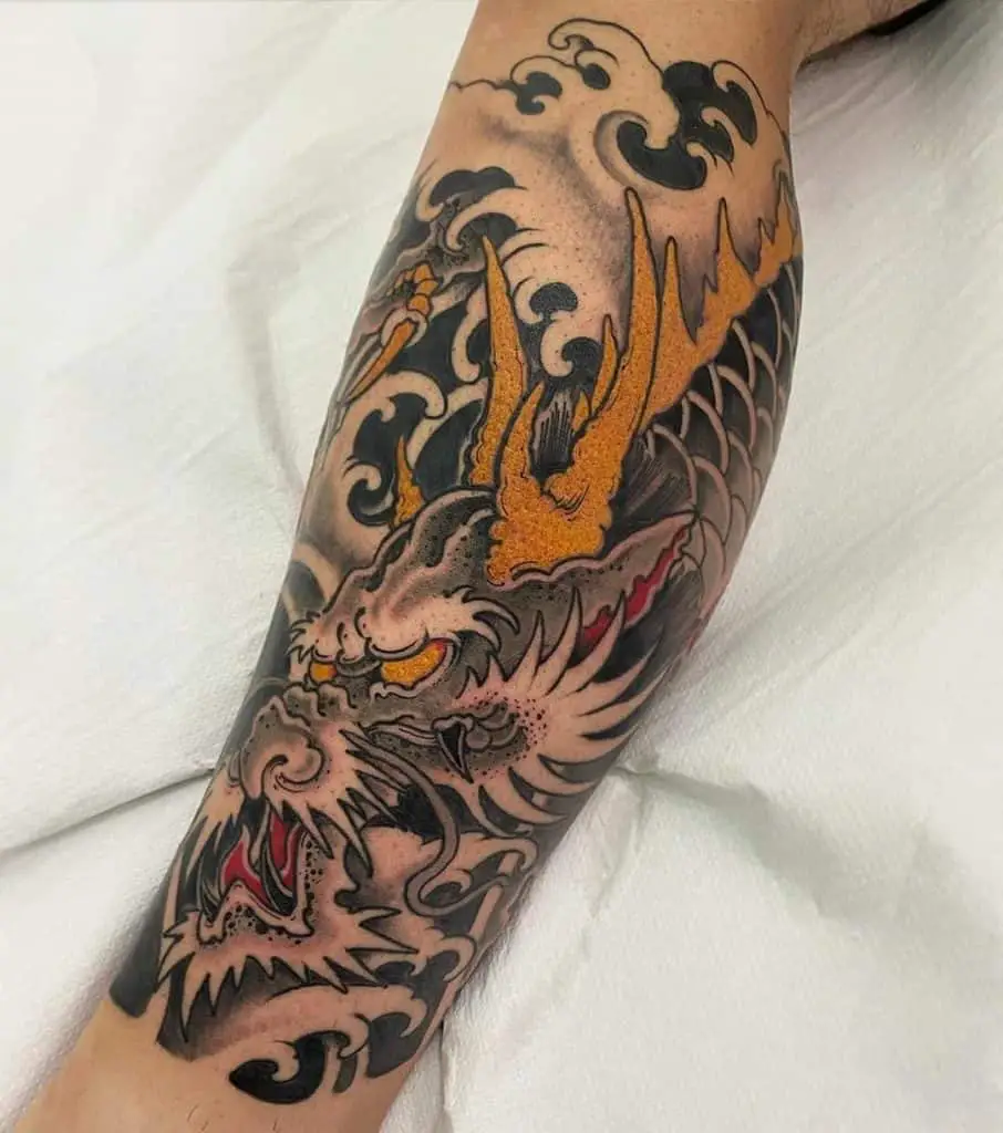Dragon Tattoo on Lower Leg
