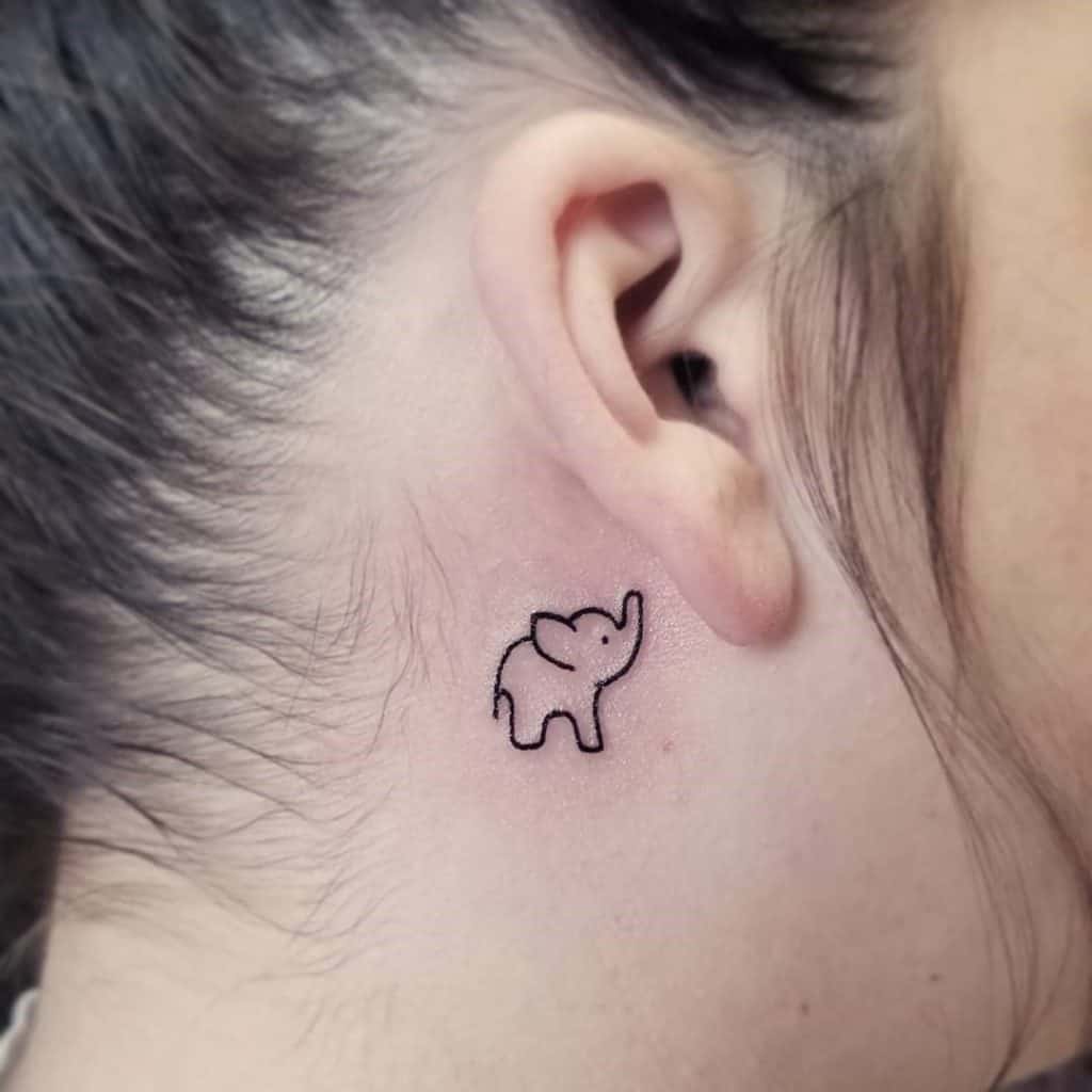 Elephant Outline Tattoo Design