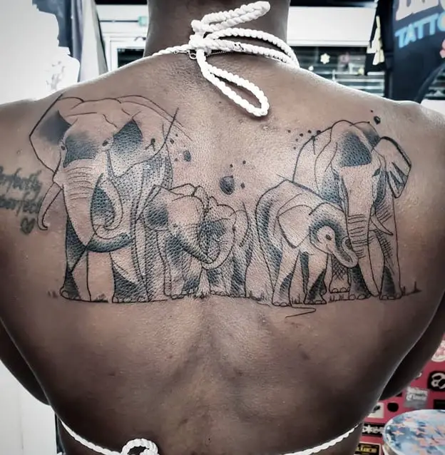Elephant Tattoos Upper Back