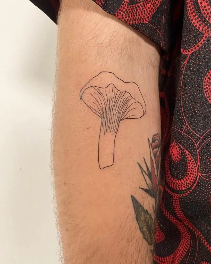 Fine Line Mushroom Tattoo Design 1