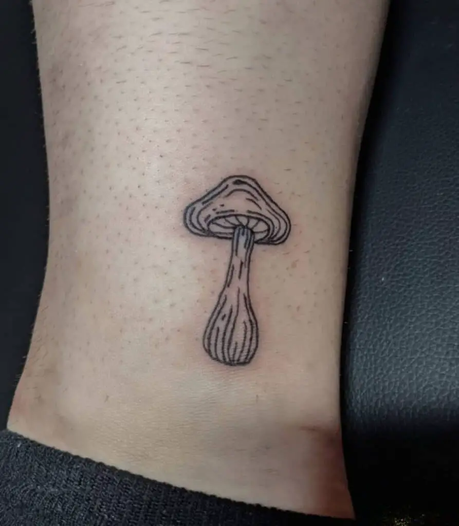Fine Line Mushroom Tattoo Design 2