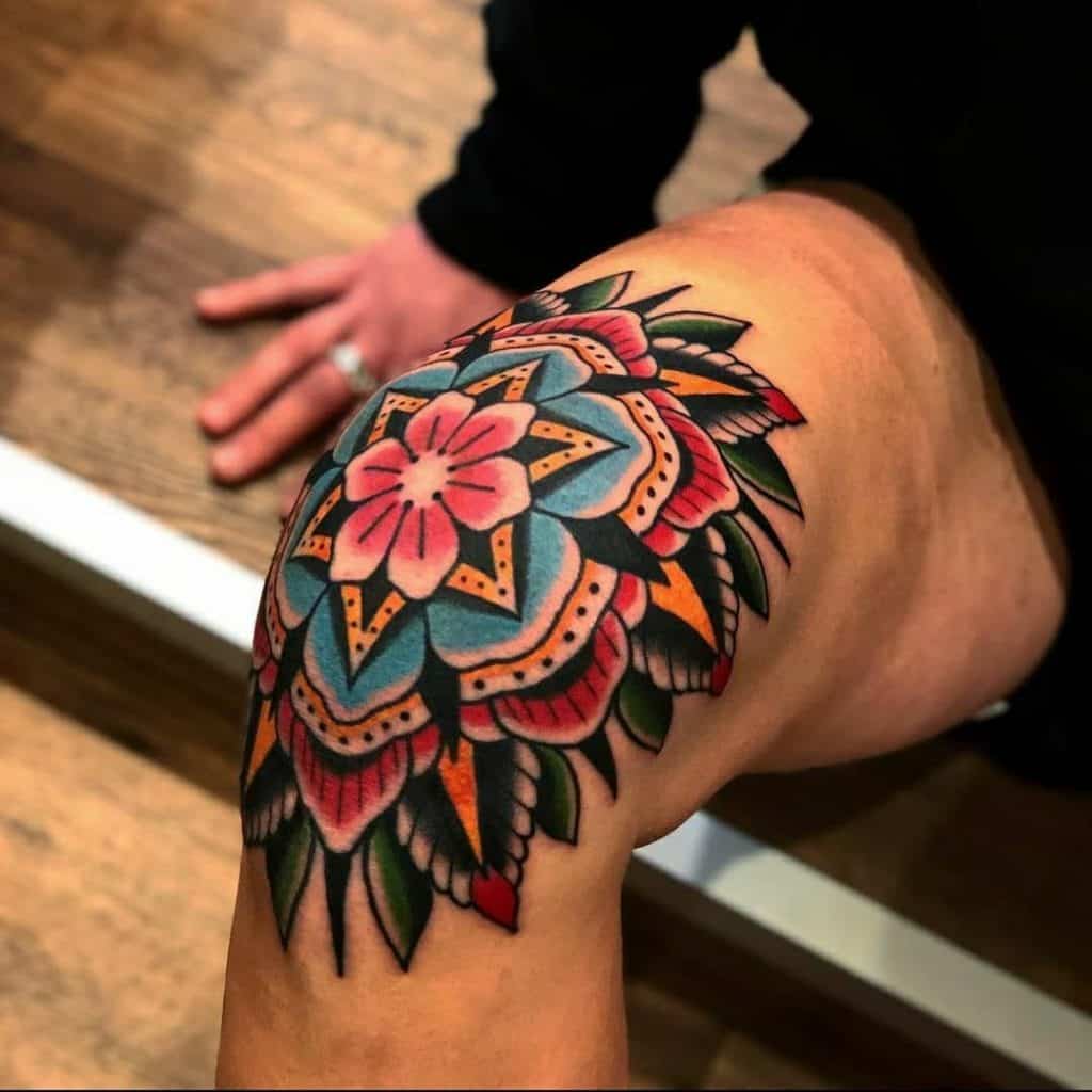 Flower tattoo on Knee
