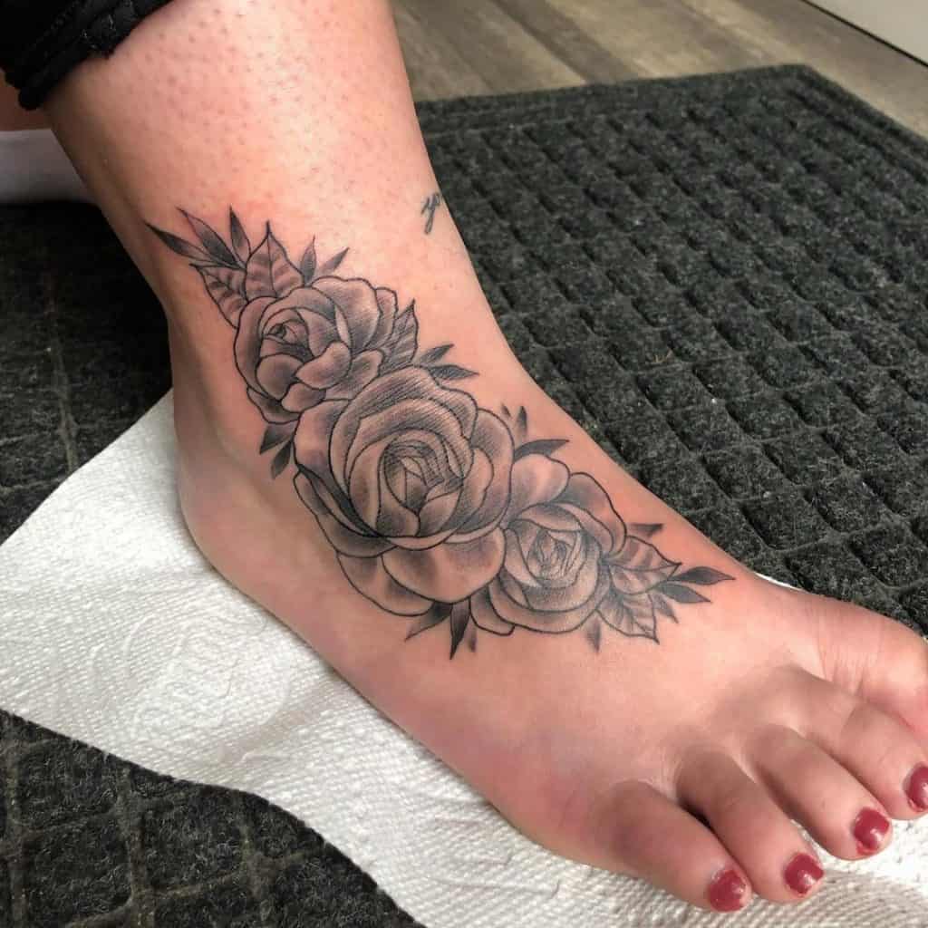 Foot Rose Tattoo Black Image 