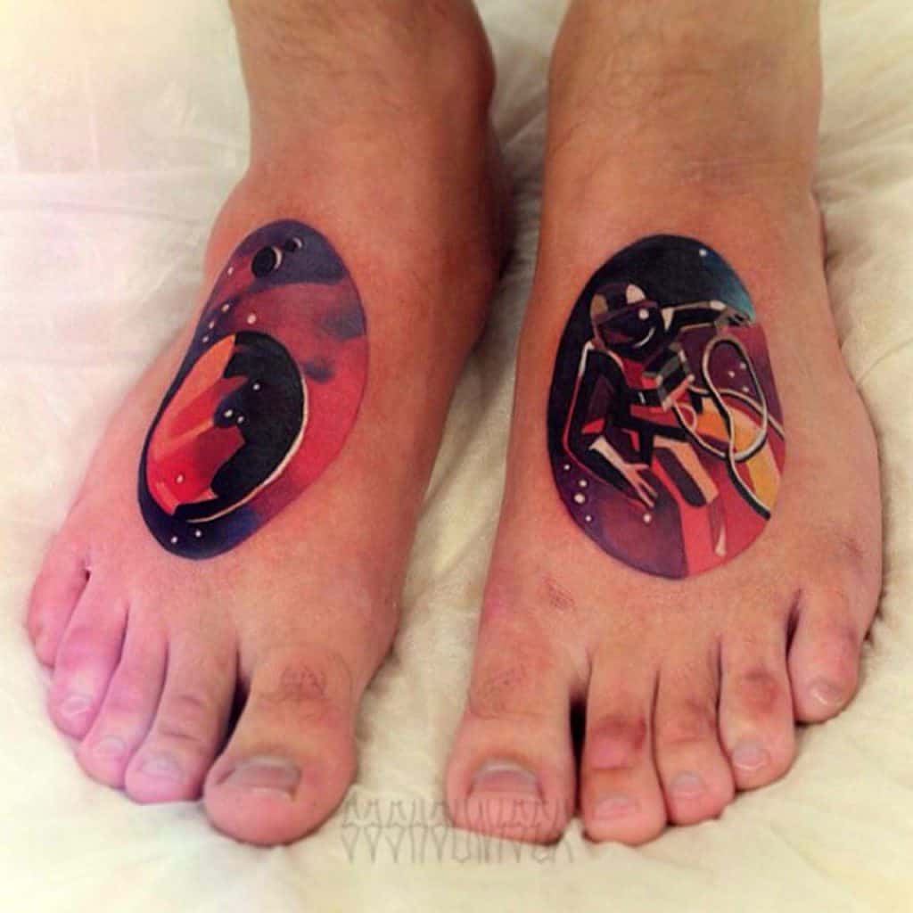 Foot Tattoo Ideas Astronaut Idea 
