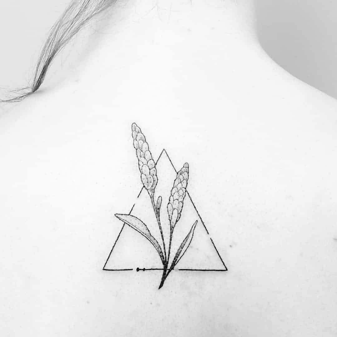 Frame lavender tattoo on back