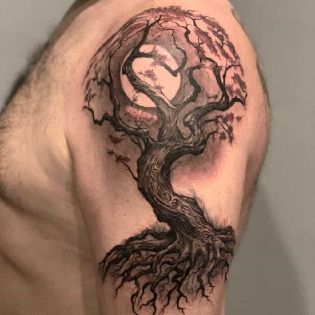 Giant Shoulder Viking Tree Of Life Tattoo 