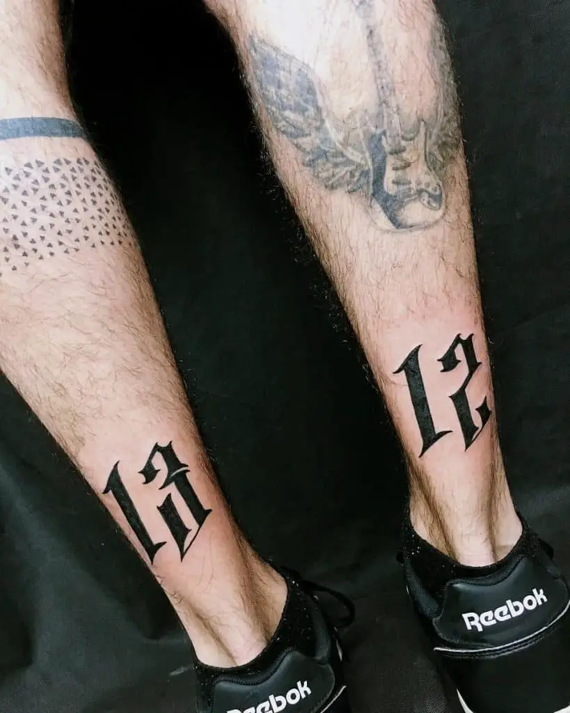 Gothic Numbers Fine Line Tattoos 2
