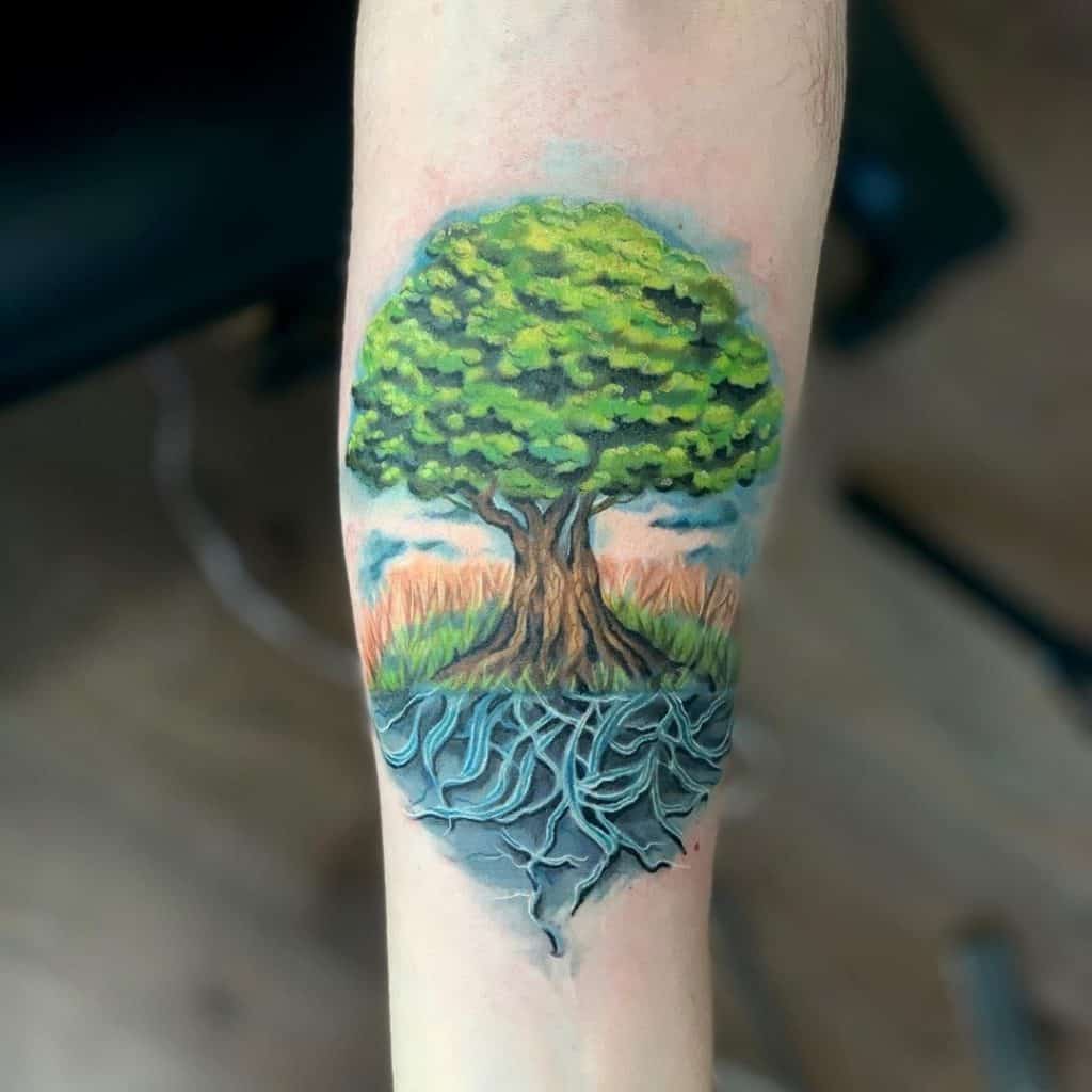 Green & Simple Tree Of Life Tattoo 