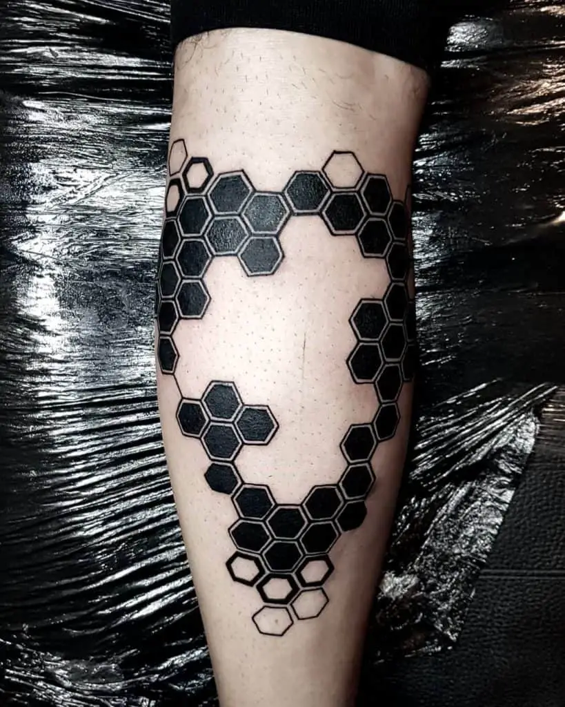 Hexagonal geometric tattoo