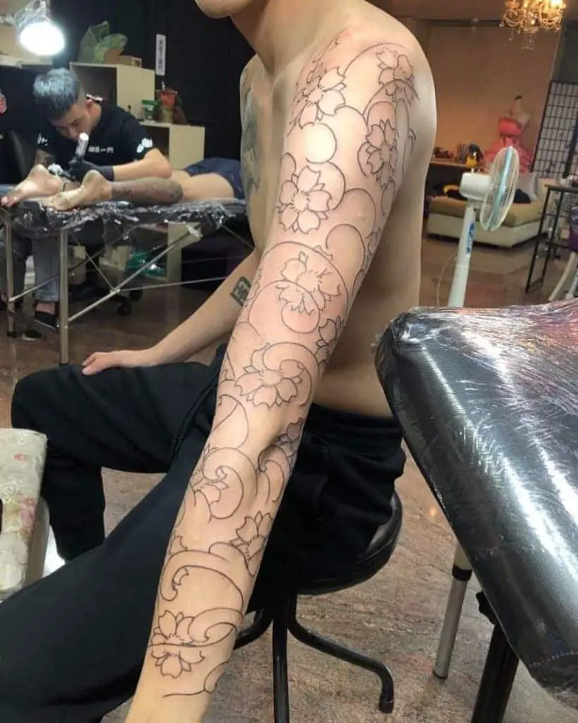 Abstract line sleeve created by Kat  Obsidian Tattoo Portland OR   rTattooDesigns
