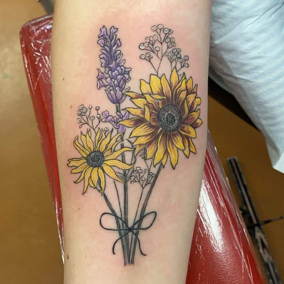 Lavender and sunflower tattoo