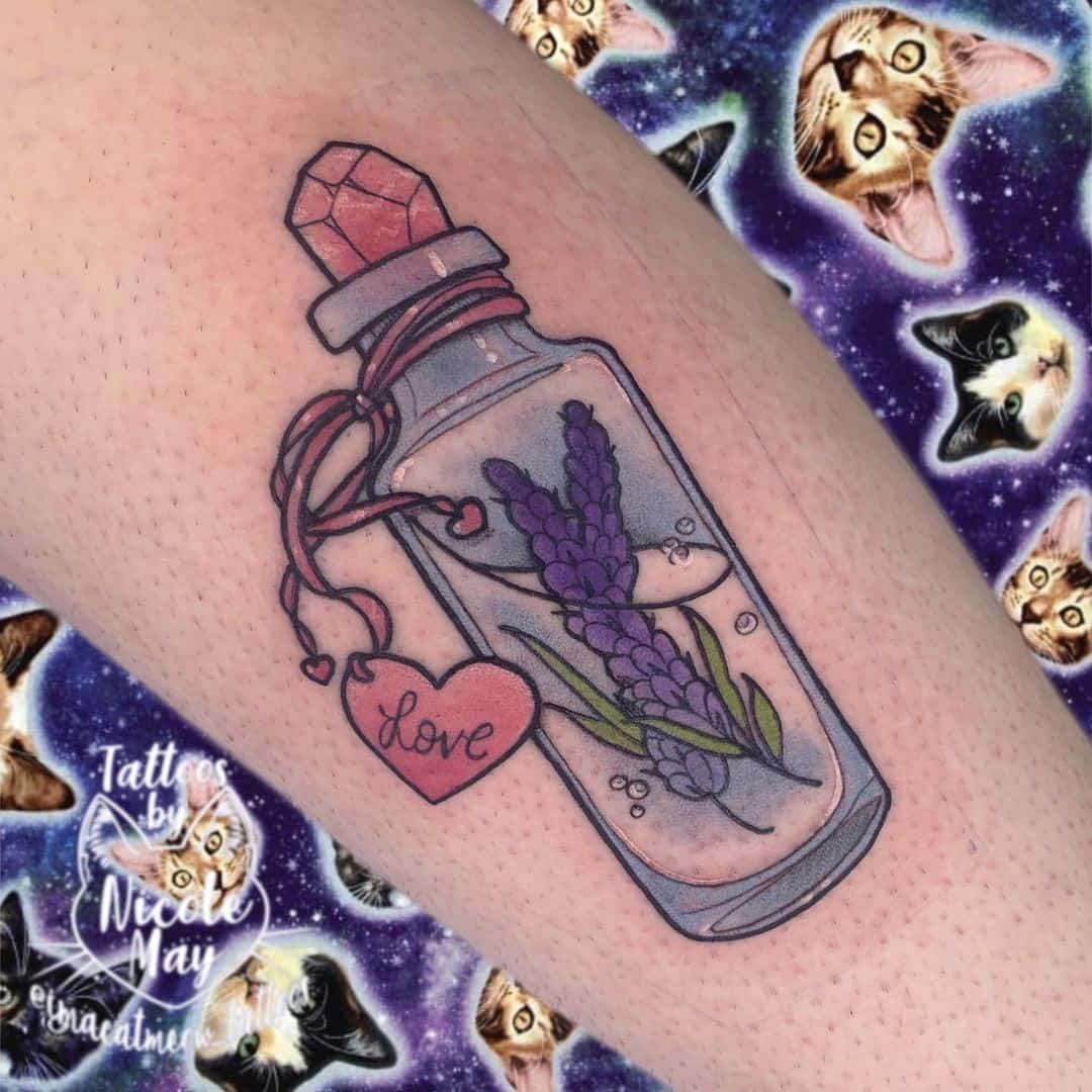Lavender in Glass Bottles