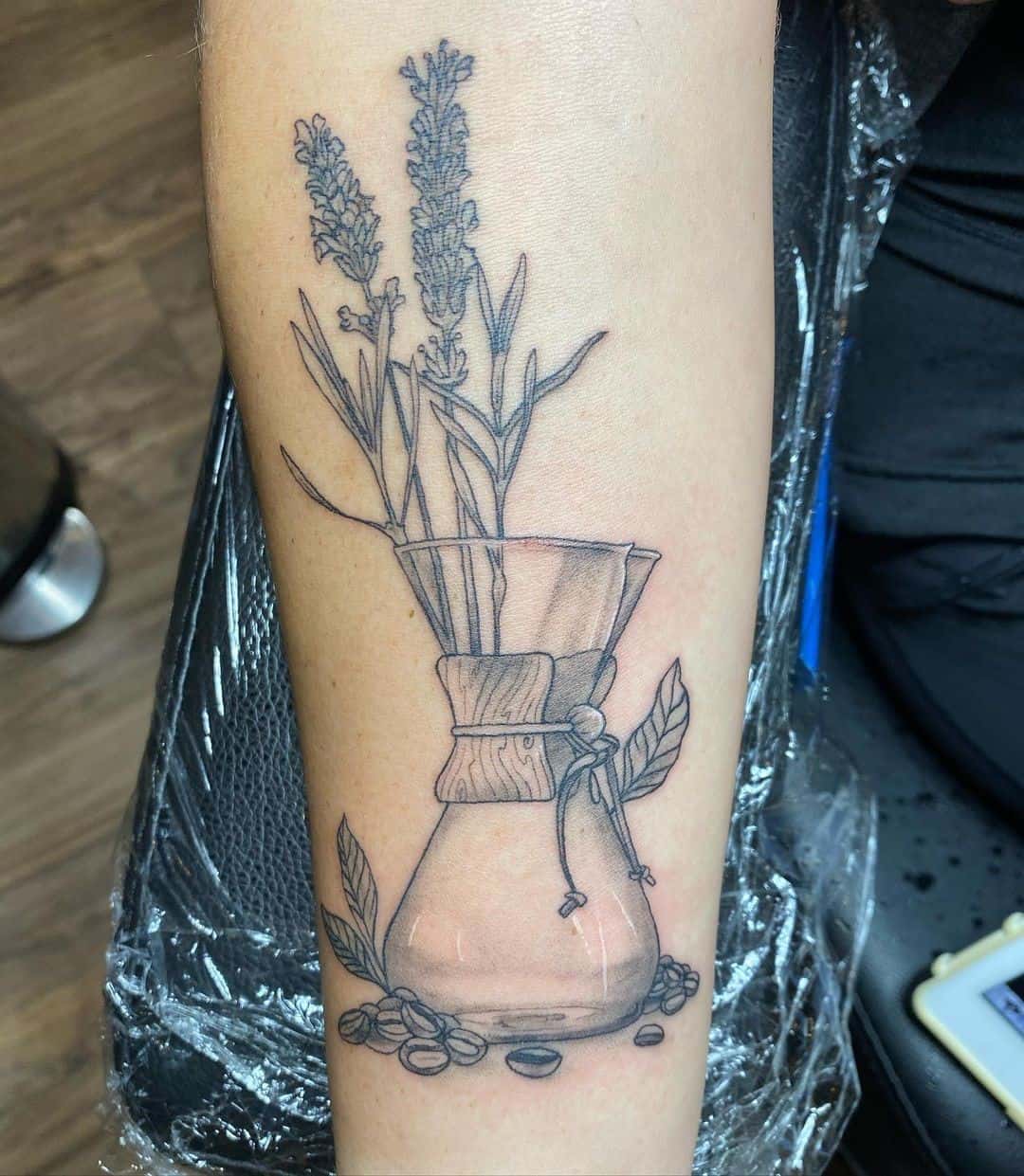 Lavender in another object tattoo
