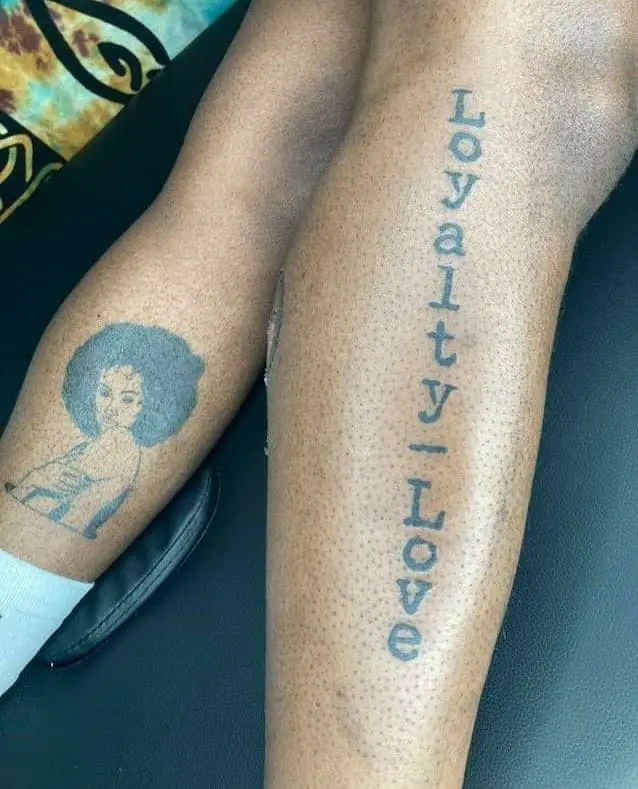 Letter Tattoo on leg