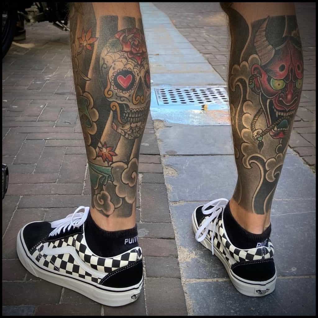 Lotus tattoo on Lower Leg