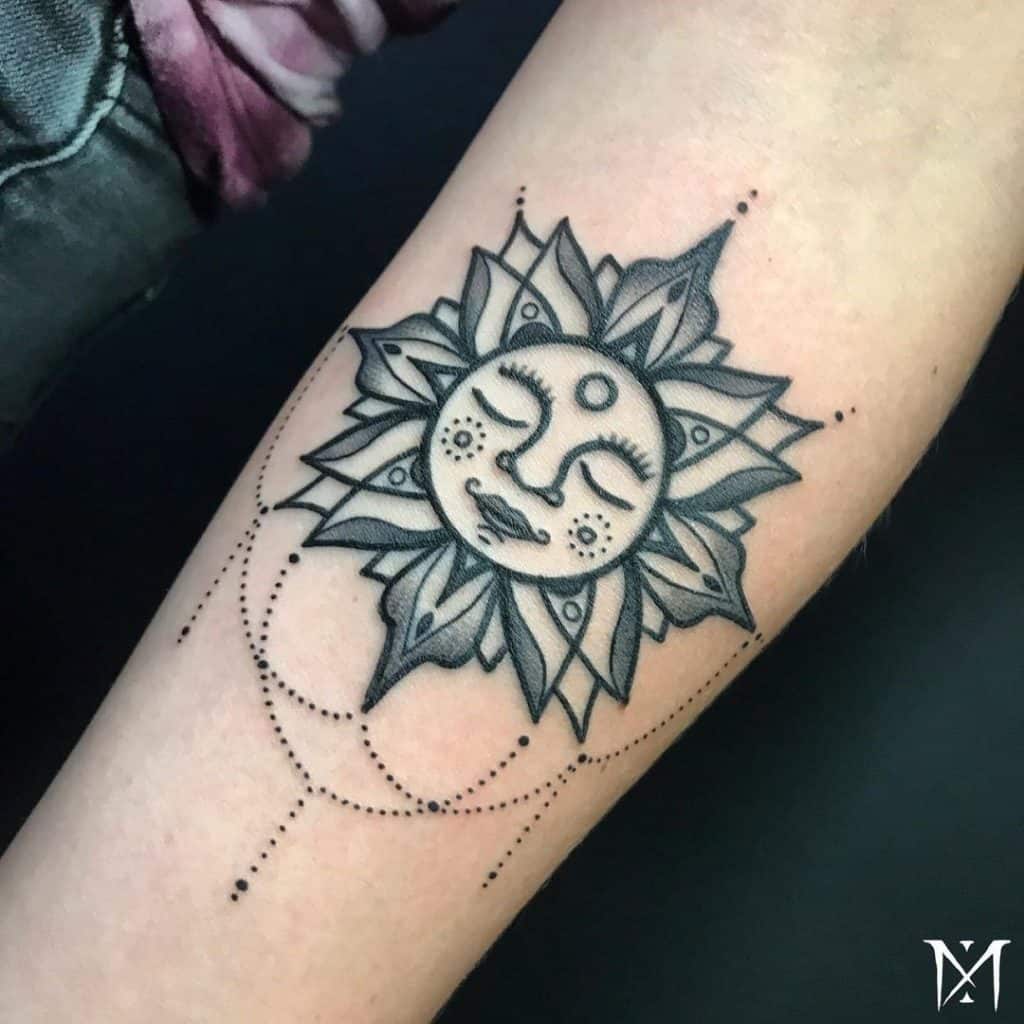 Tattoo stickers☼neeio tattoo stickers mysterious sun totem Sanskrit never  give up yoga holy sound OM | Shopee Philippines