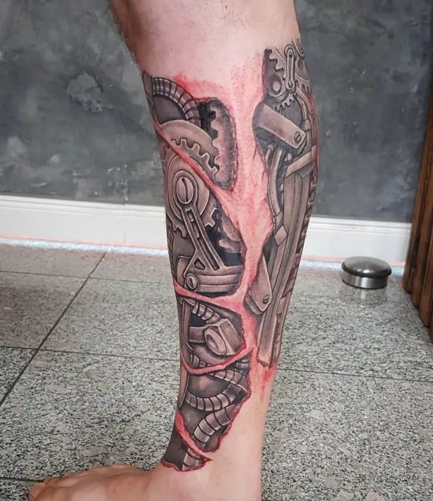 12 Mechanical Tattoos For Leg