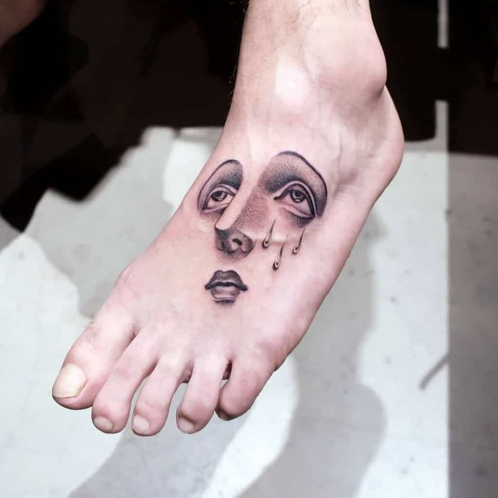Mime Clown Inspired Foot Tattoo 