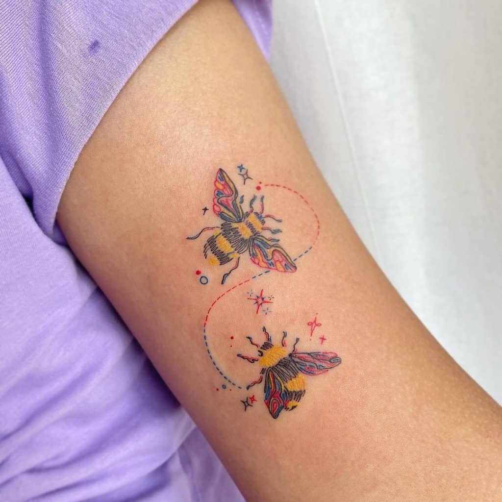 Multiple bees tattoo 4