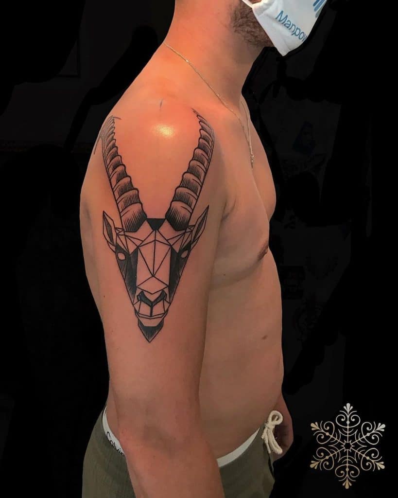 60 Capricorn Tattoos For Men  Astrological Ink Design Ideas  Capricorn  tattoo Tattoo designs men Geometric goat tattoo