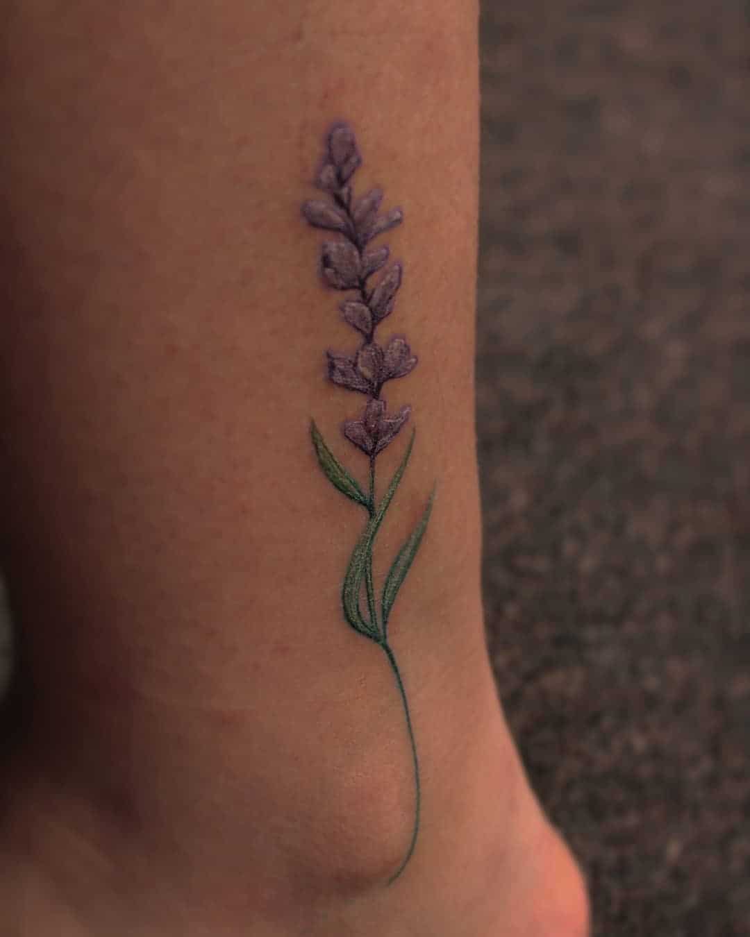 One Purple Lavender tattoo on Ankle