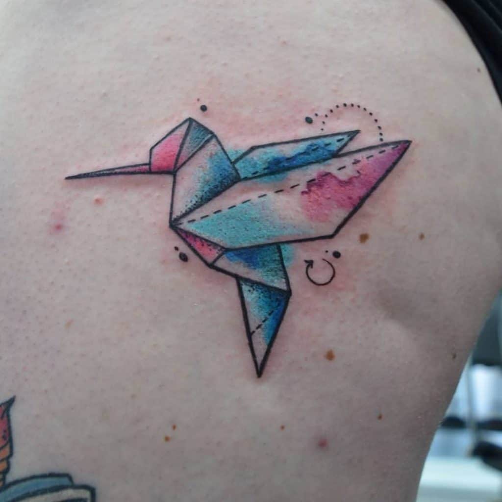 Origami Hummingbird Tattoos 3