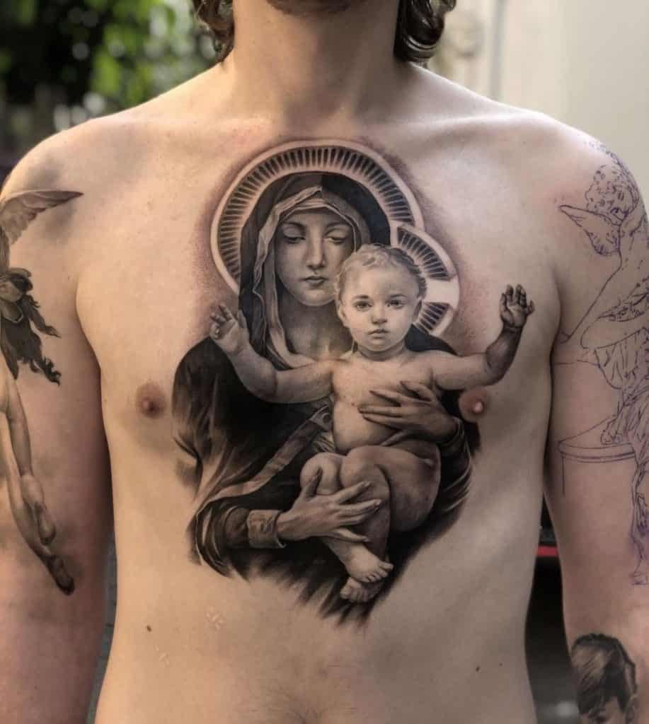 Religious Chest Tattoo