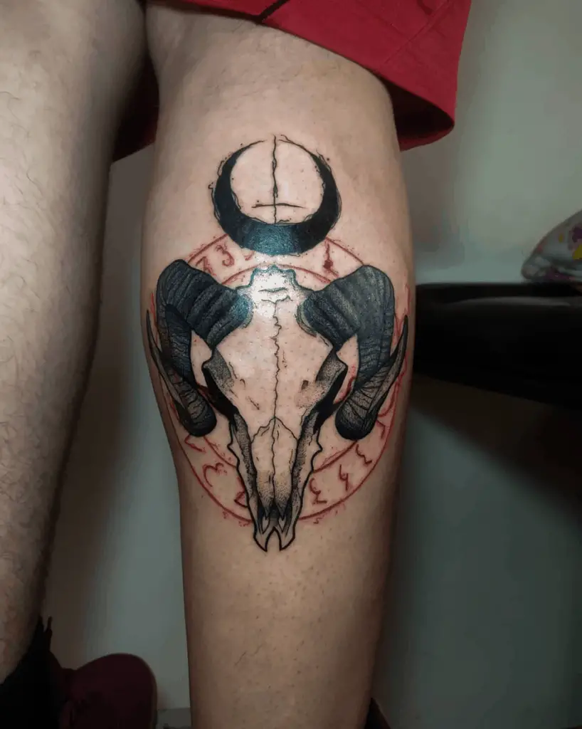 Satanic Tattoo Leg Design