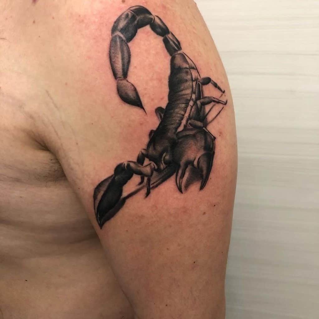 Shoulder Scorpio Tattoo Black Ink 