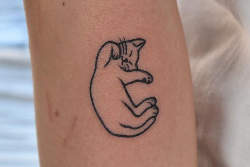 Side Wrist Tattoos Cat Image 