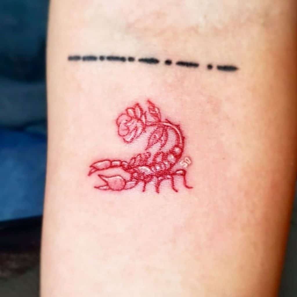 Small Scorpio Tattoo Red Ink