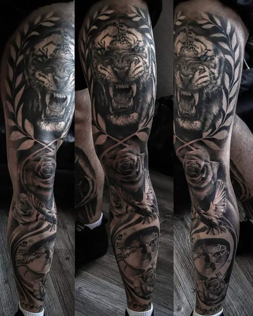 Tiger Tattoo on full Leg