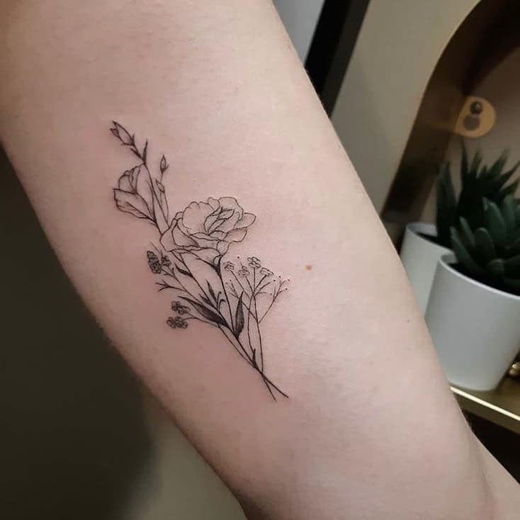 Tiny Bouquets Fine Line Tattoos 1