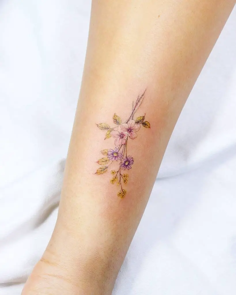 Fine Line Poppy Flower Temporary Tattoo set of 2 - Etsy