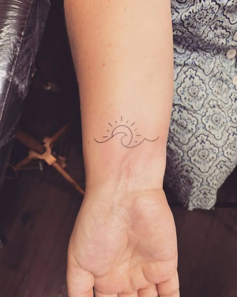 Wave and Sun Tattoo