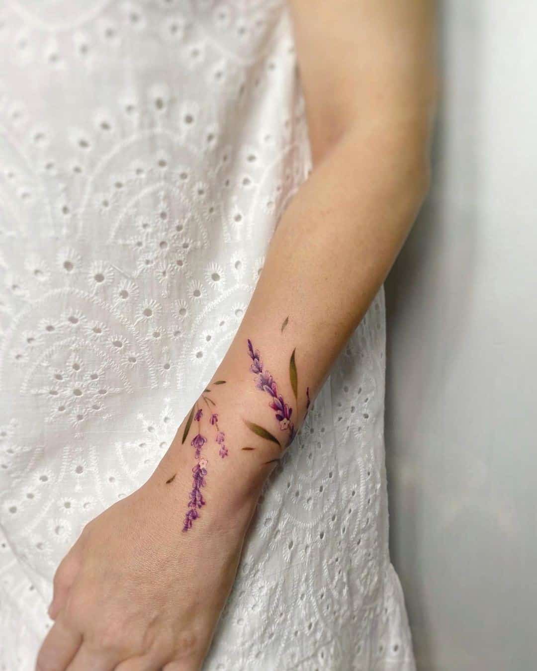 lavender surrounds the wrist