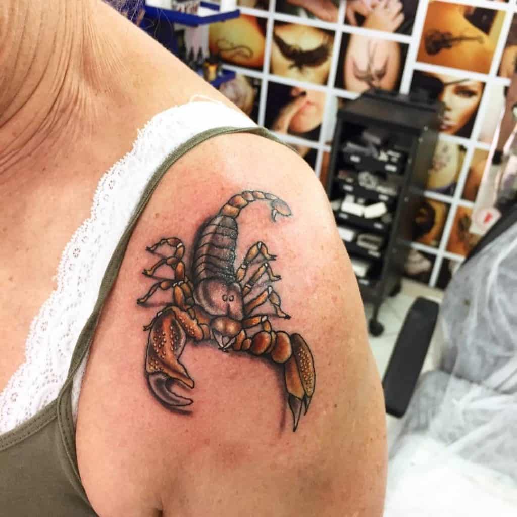 3D Scorpion Tattoo on Shoulder