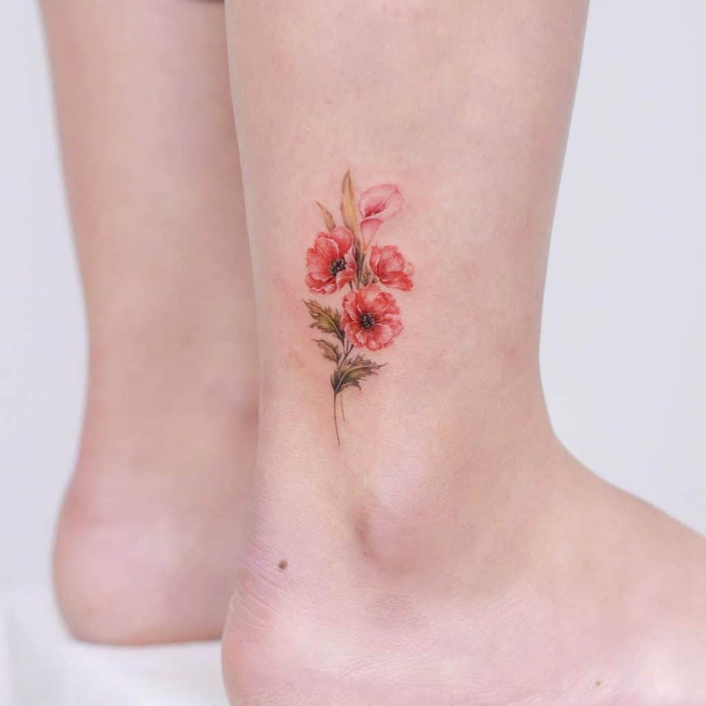 Ankle Flower Tattoos 