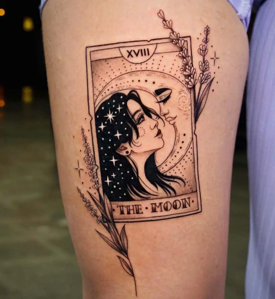 First Tattoo A twist on the Lovers tarot card Done by Ronnie Kayz at  Basement Tattoo Cincinnati Ohio Any ideas for what else for rest of  sleeve Tarot dark eldritch occultetc 