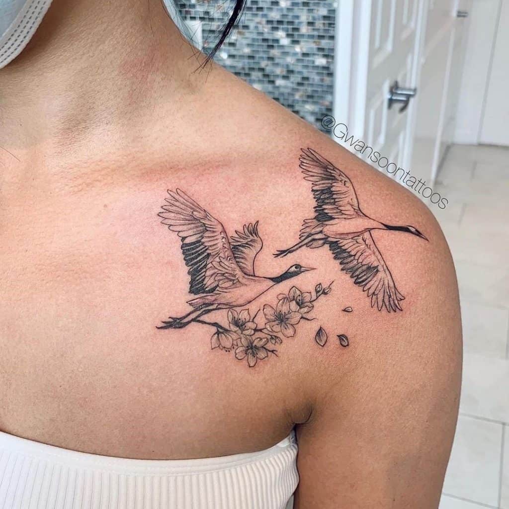 Bird Inspired Shoulder Tattoos For Women 