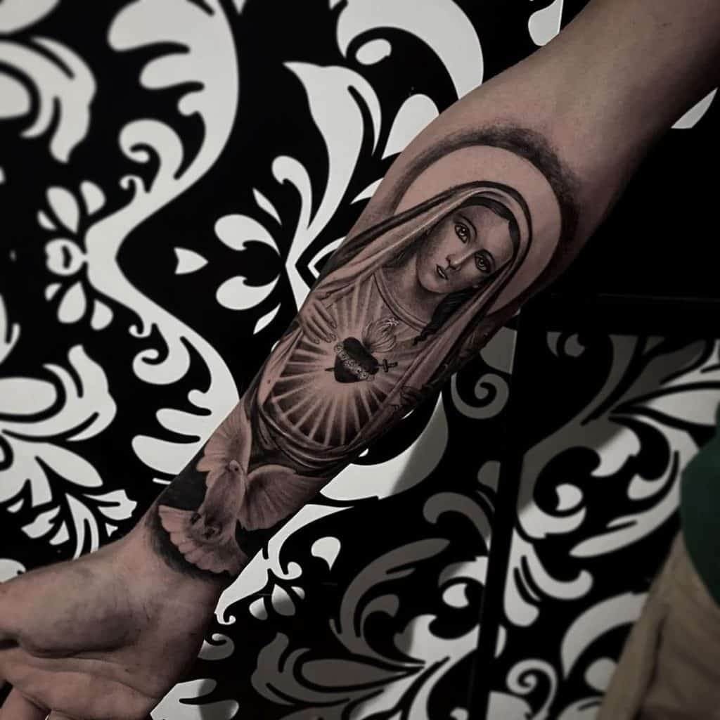Black and Gray Tattoos In Religious Themes 1