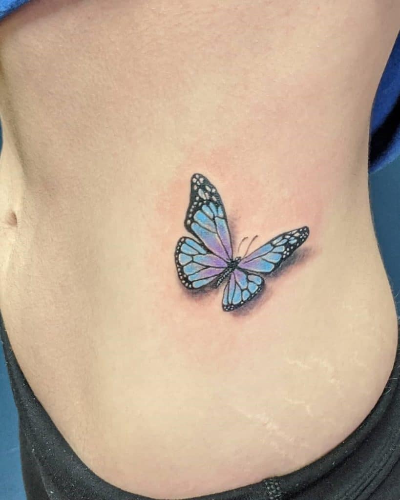 Butterfly 3D Tattoo on Waist