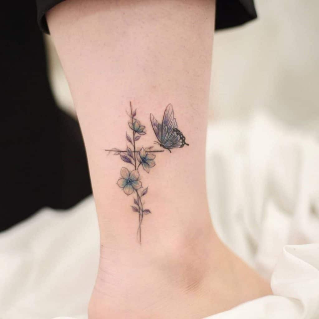 Butterfly Tattoo Idea On Leg