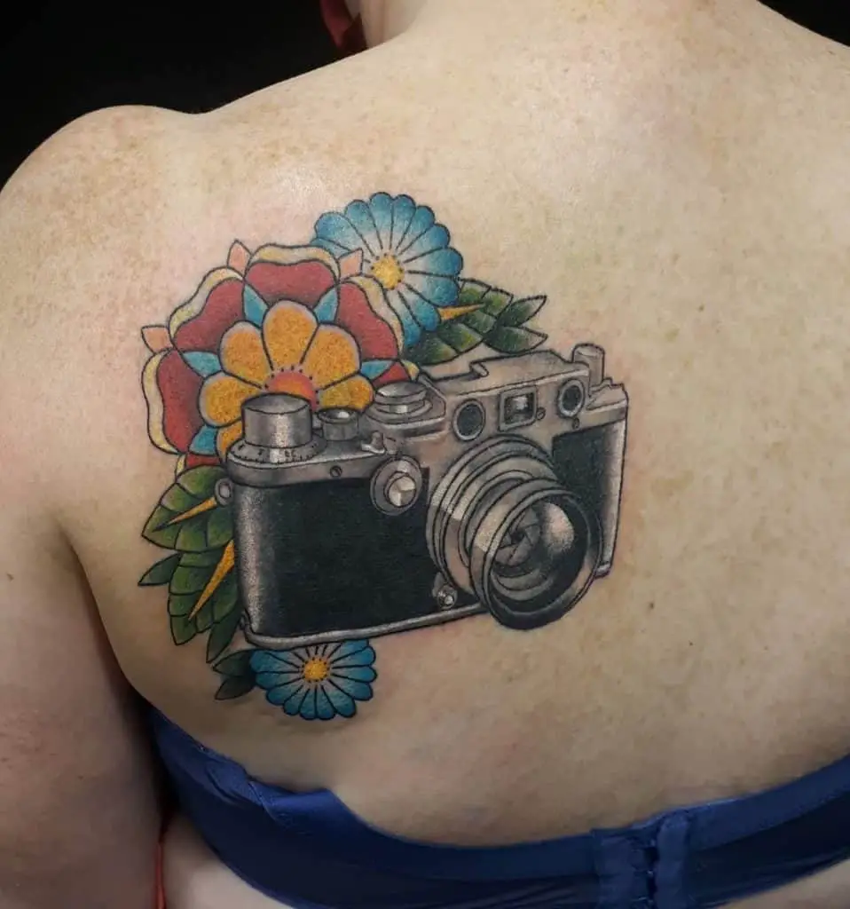 Camera 3D Tattoo on Back