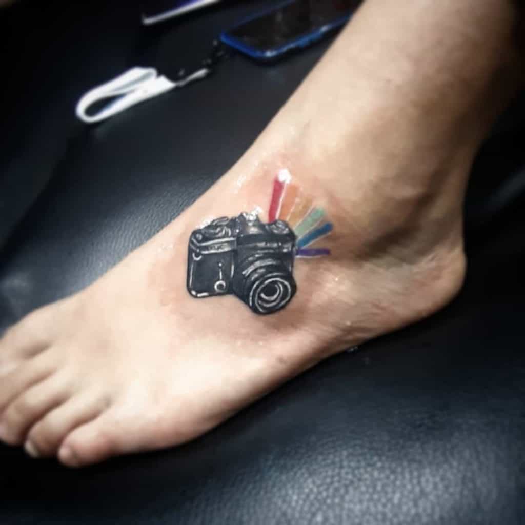 Camera 3D Tattoo on Foot