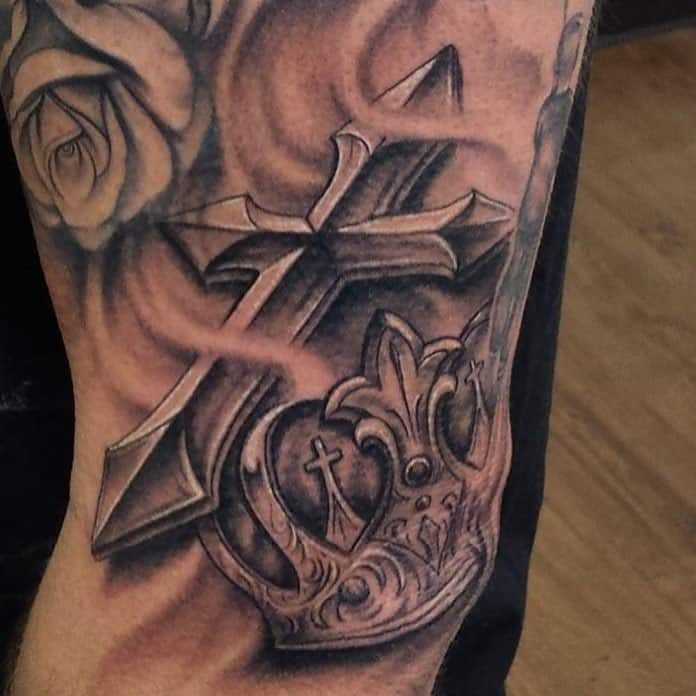Crown and Cross Tattoo