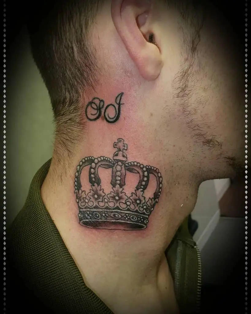 Crown neck tattoo 1